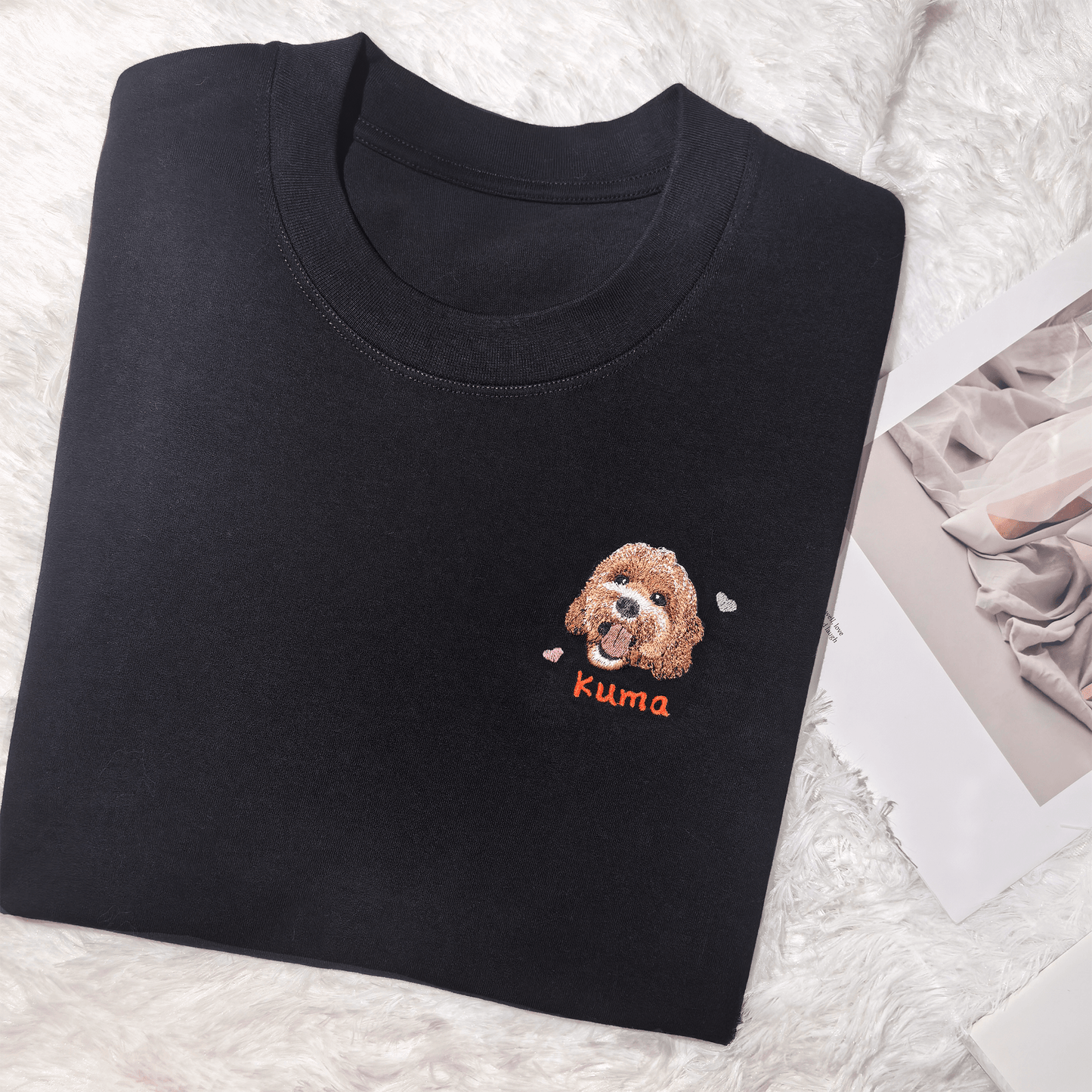 Personalized dog embroidered t-shirt made from 100% cotton