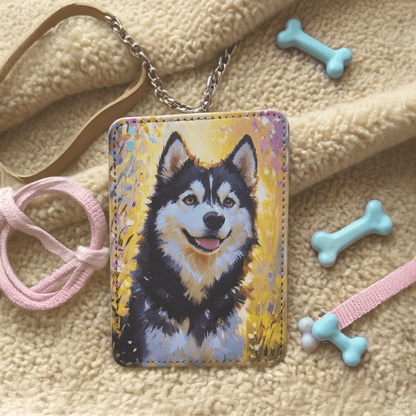 Custom pet art luggage tag with personalized portrait design