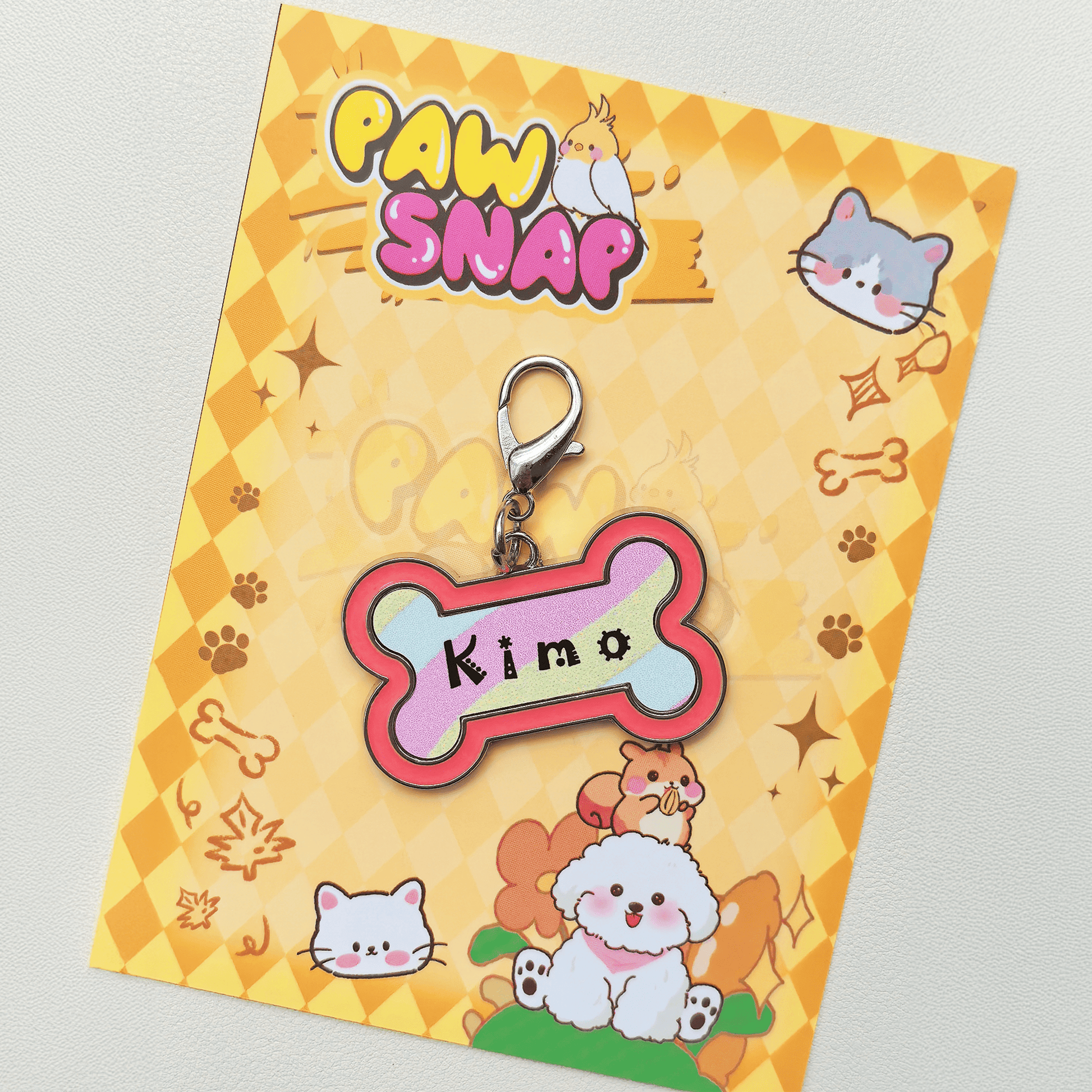 Custom pet name tag in bone and paw shape with zinc alloy material