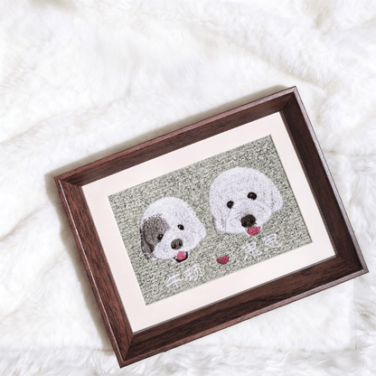 Custom two dogs embroidered frame personalized gift