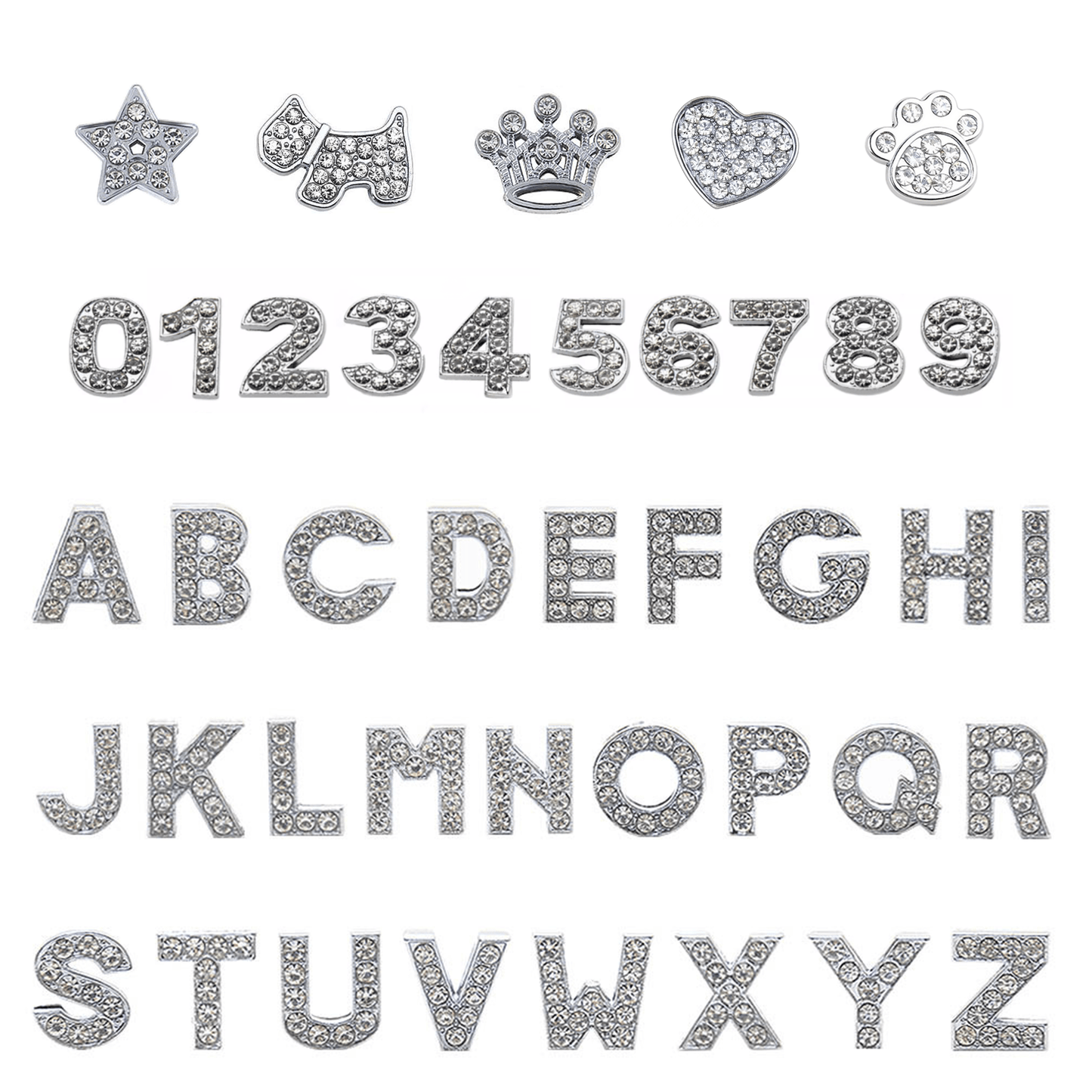 DIY collar chrome letters and decorative charms options