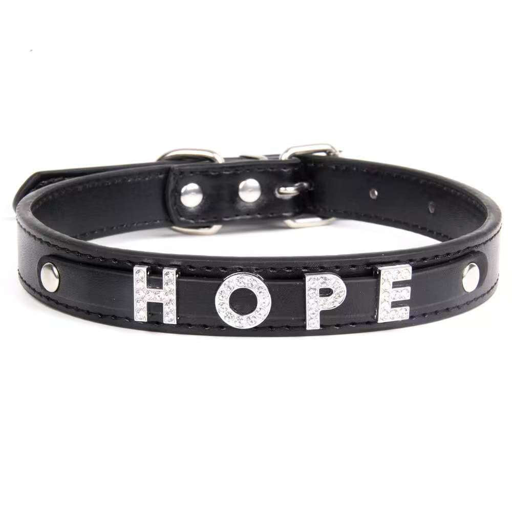 DIY pet name collar in black with adjustable fit