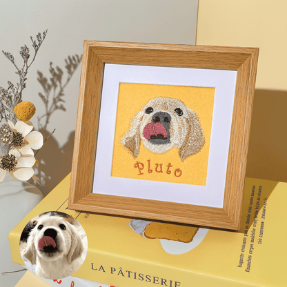 Hand-drawn pet embroidered frame unique gift for pet lovers