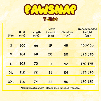 T-shirt size chart and measurements guide